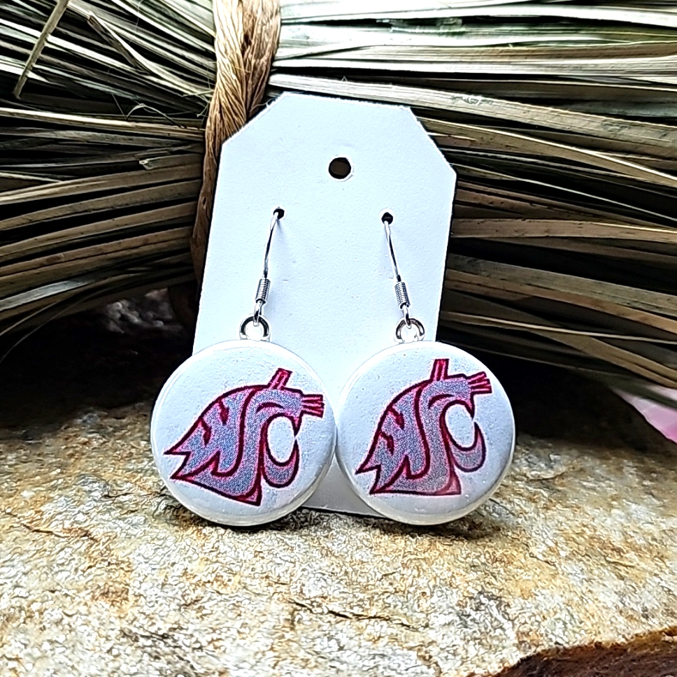 Washington State University Earrings Ncaa Pac 12 Wsu Cougars Wazzu Souvenir Nwt